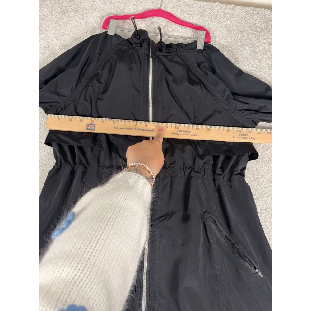 Athleta Jacket Womens S Black Drip Drop Hooded Full Zip Drawstring Rain Coat - Picture 7 of 12